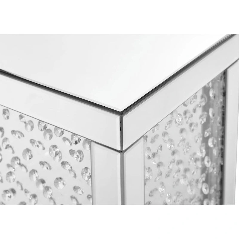 Table d'appoint en cristal de 12 pouces avec finition miroir