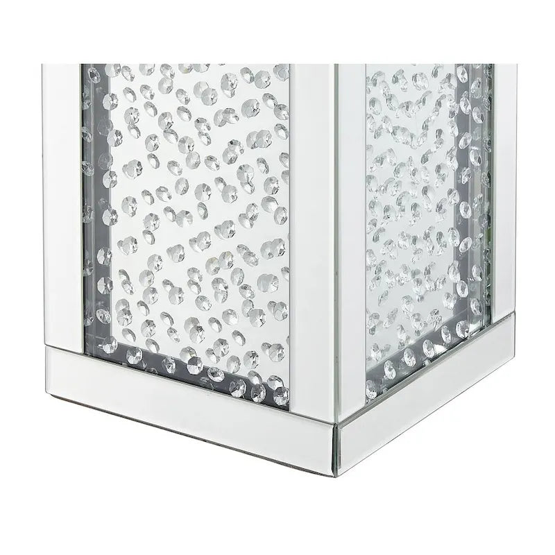 Table d'appoint en cristal de 12 pouces avec finition miroir