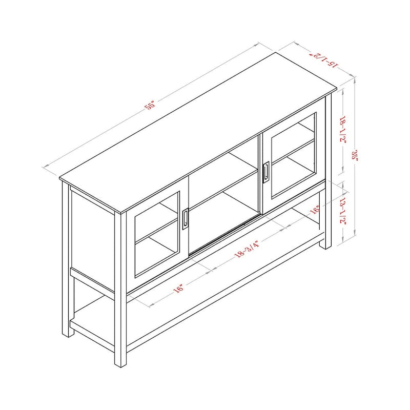Table de buffet grise de 55 po