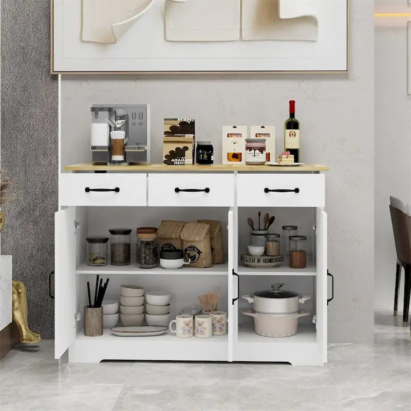 Meuble de Rangement Buffet avec 3 Tiroirs et 3 Portes