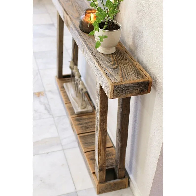 Console étroite en bois recyclé 46x7x28H