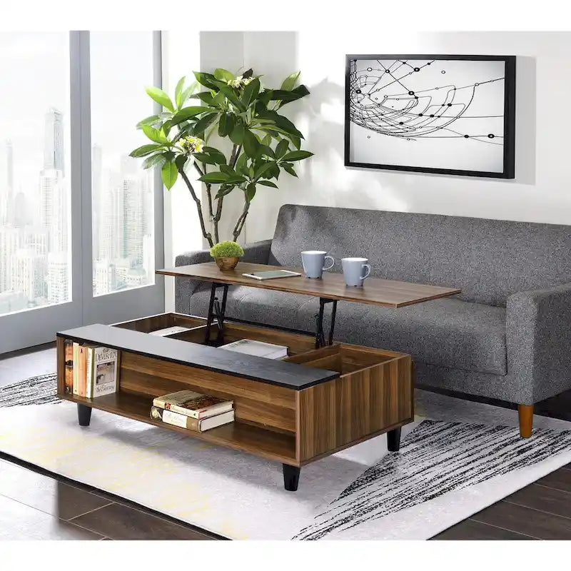 ACME Avala Coffee Table w/Lift Top in Walnut & Black
