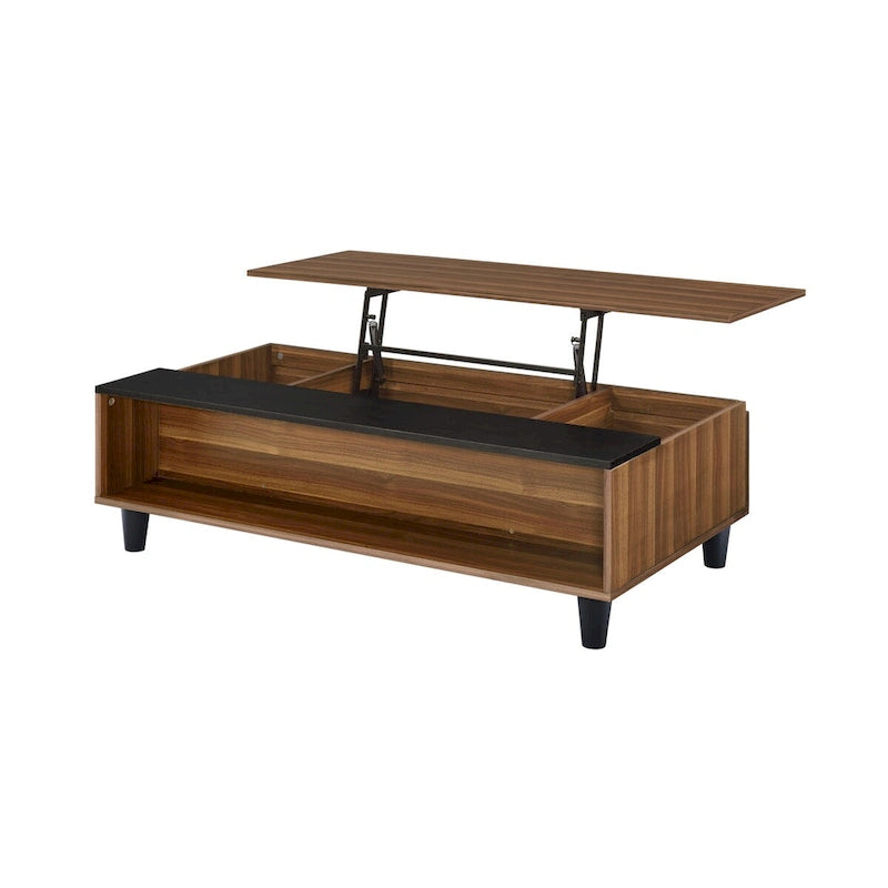 Table basse relevable en noyer et noir