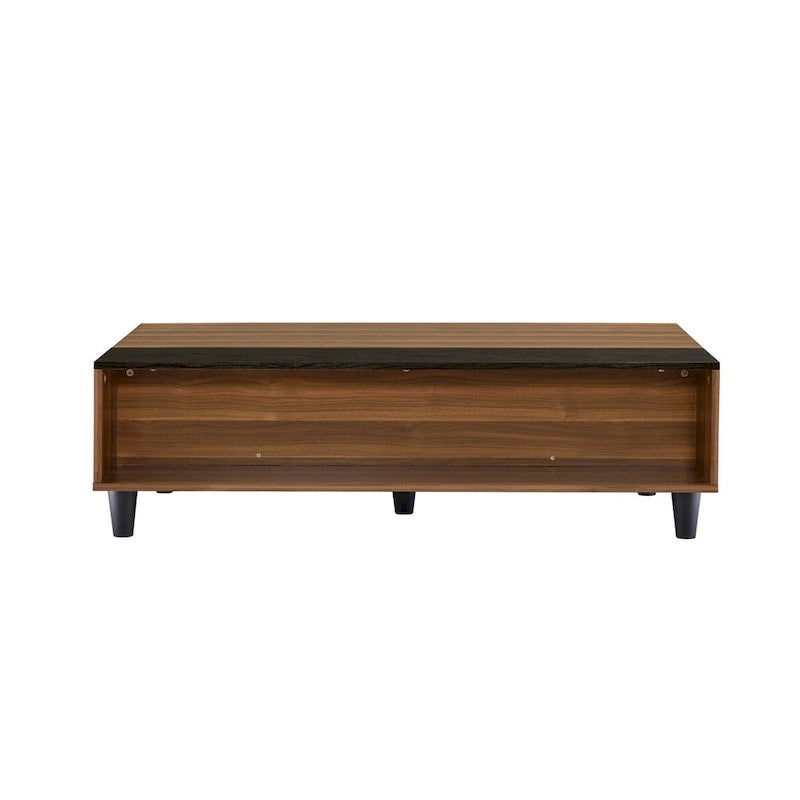 Table basse relevable en noyer et noir