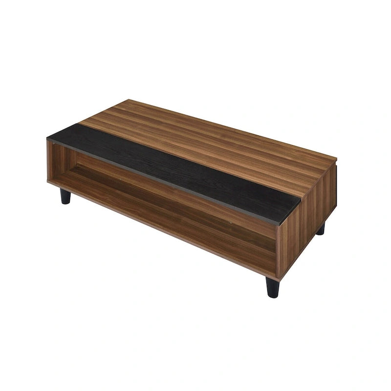 Table basse relevable en noyer et noir