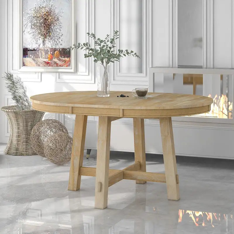 Table à manger ronde extensible avec rallonge de 40 cm