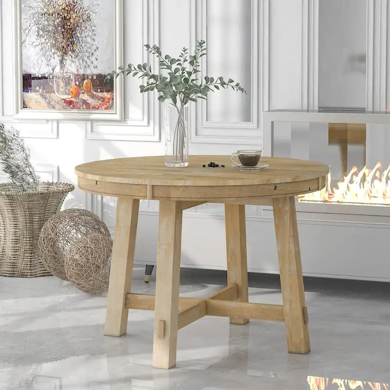 Table à manger ronde extensible avec rallonge de 40 cm