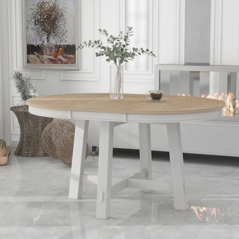 Table à manger ronde extensible avec rallonge de 40 cm