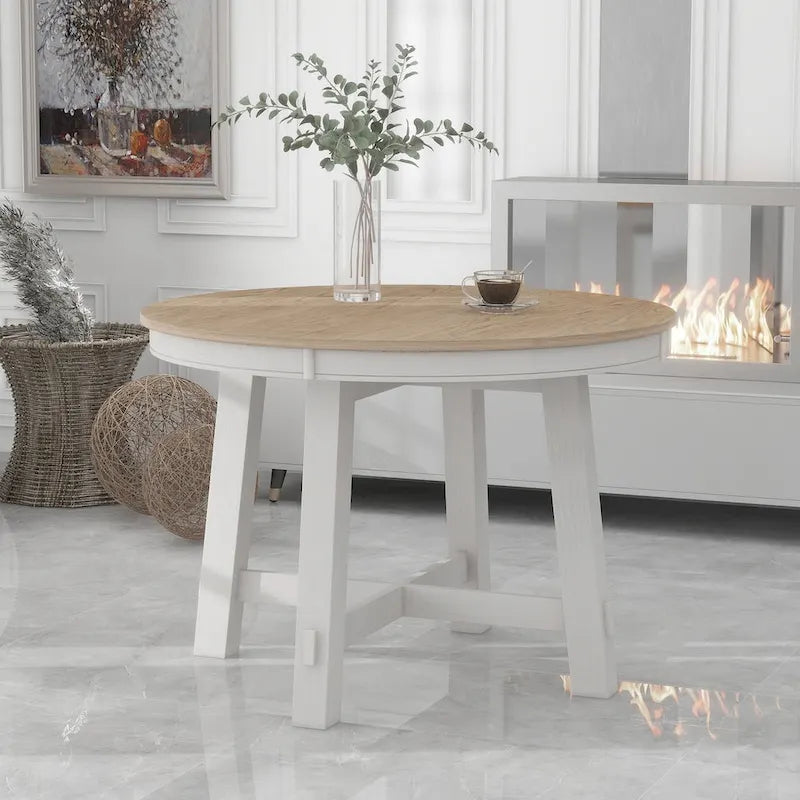 Table à manger ronde extensible avec rallonge de 40 cm