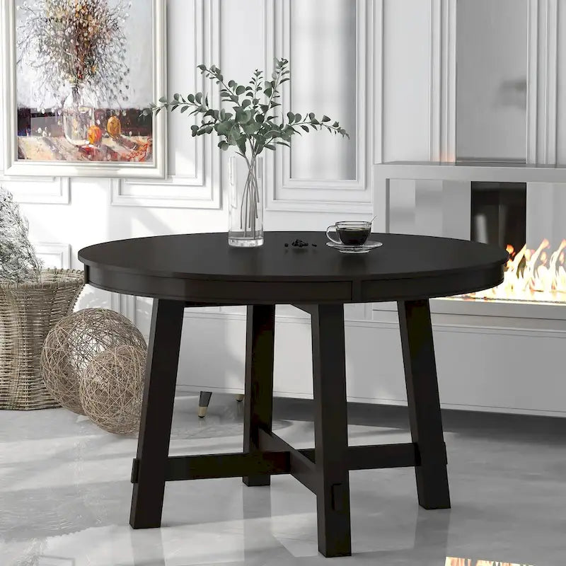 Table à manger ronde extensible avec rallonge de 40 cm