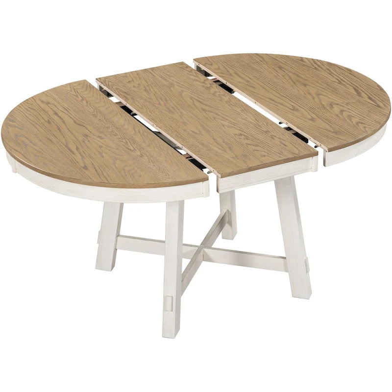 Table à manger ronde extensible avec rallonge de 40 cm