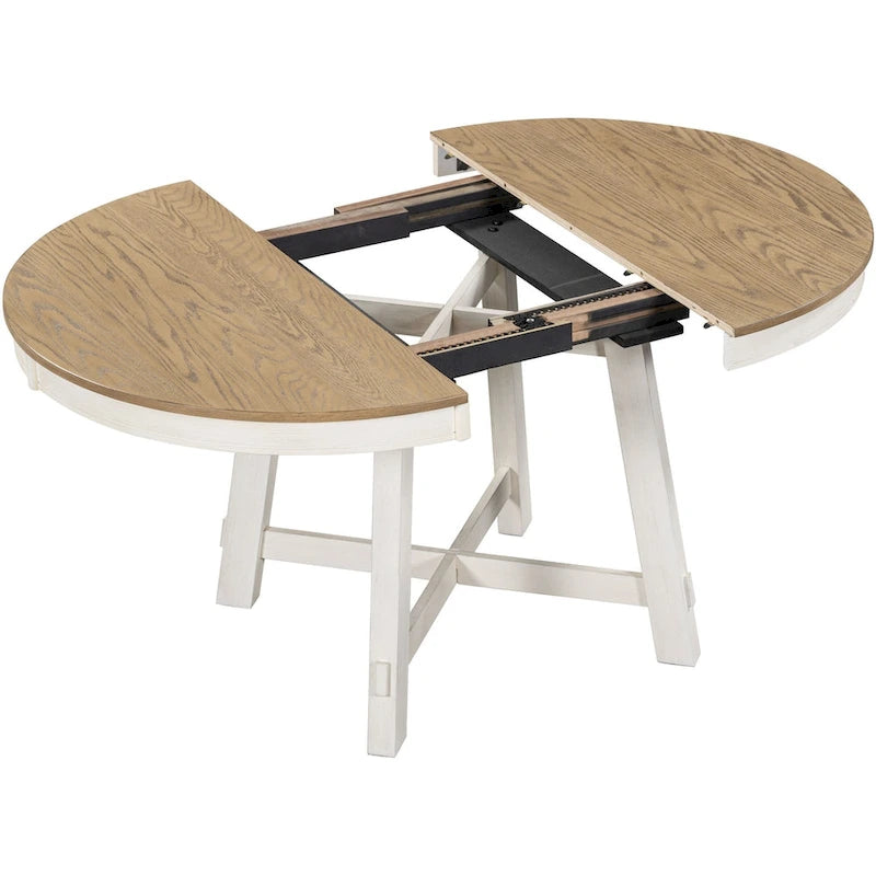 Table à manger ronde extensible avec rallonge de 40 cm
