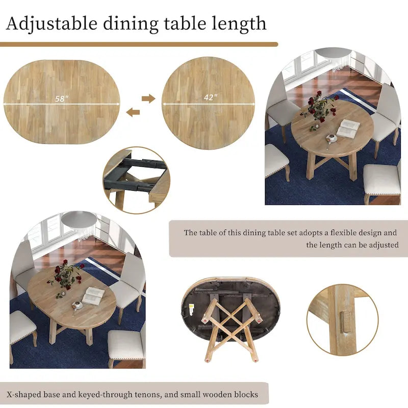 Table à manger ronde extensible avec rallonge de 40 cm