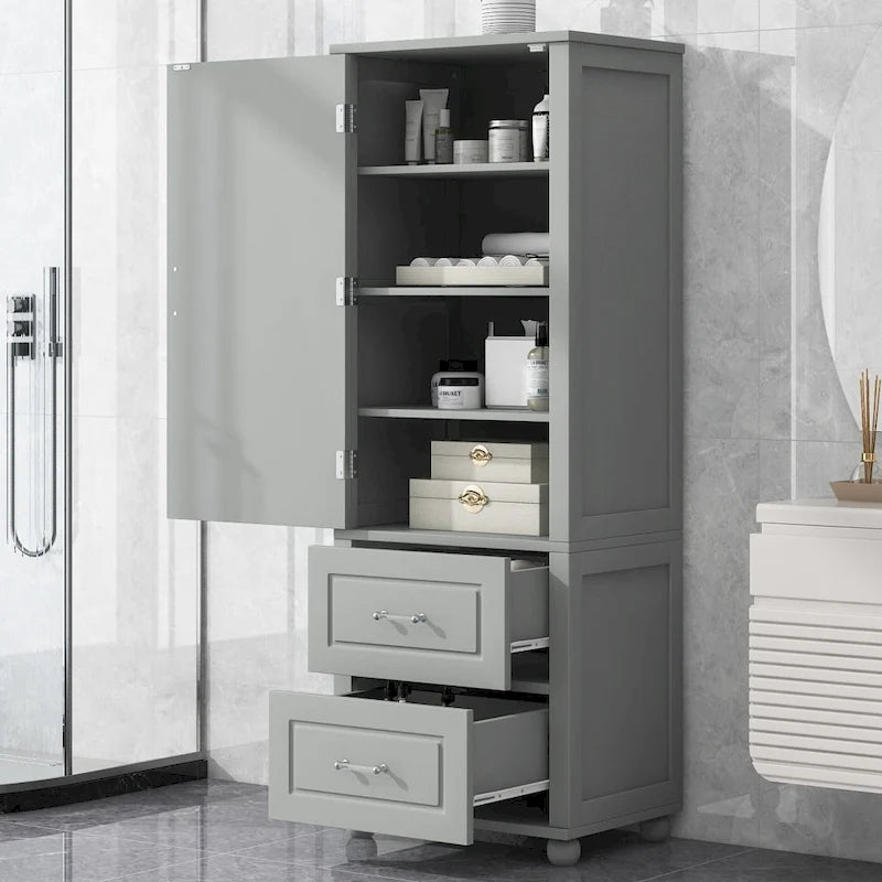 Meuble haut de rangement de salle de bain avec deux tiroirs et une étagère réglable