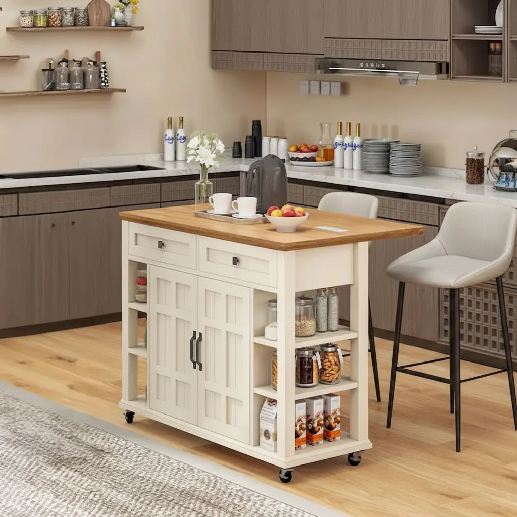 Îlot de cuisine roulant avec rangement