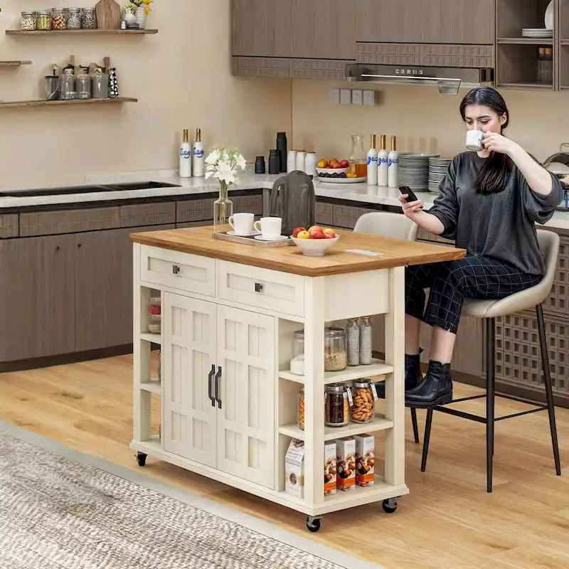Îlot de cuisine roulant avec rangement
